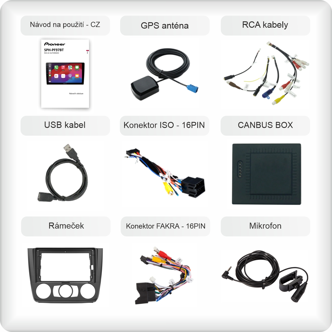 CZ PŘÍSLUŠENSTVÍ pro autorádio Pioneer SPH-PF97BT pro BMW E81 E82 E87 E88 manual s carplay a androidauto - evtech.cz_1
